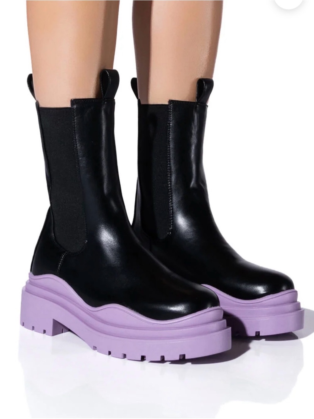 Azalea Wang Ghosted Flatform Chelsea Boot In Purple